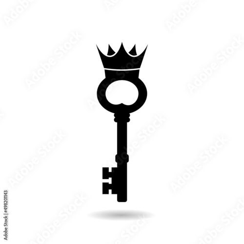 Royal king key crown logo design with shadow