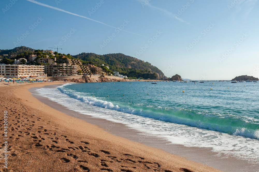 View of The Platja Gran beach, Tossa de Mar, Catalonia, Spain