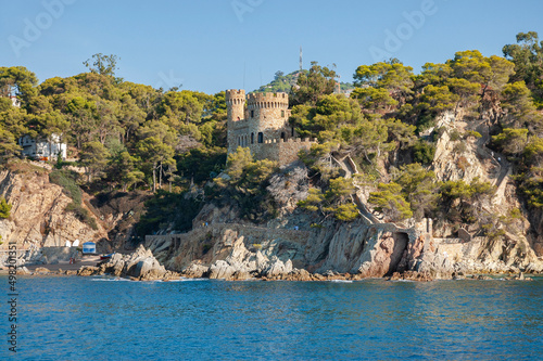 Castell d'en Plaja or Castle on the beach and coastal view, Lloret de Mar, Catalonia, Spain photo