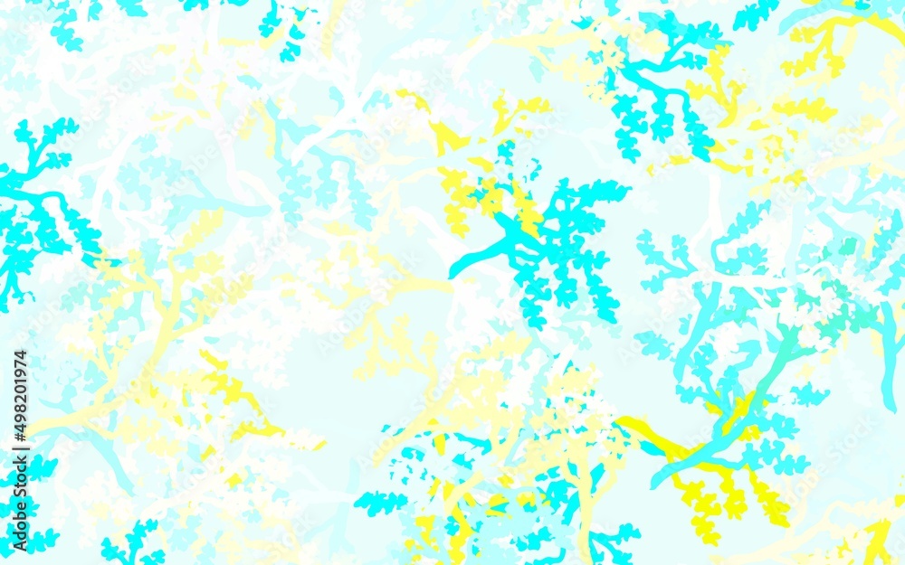 Light Blue, Green vector abstract backdrop with leaves, branches.