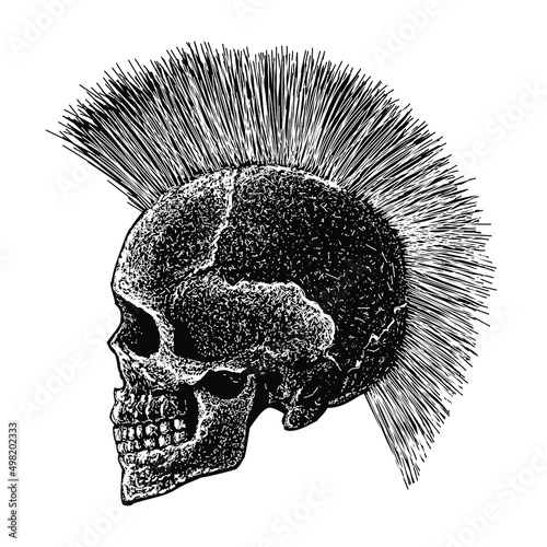 skull punk illustration isolated on white background