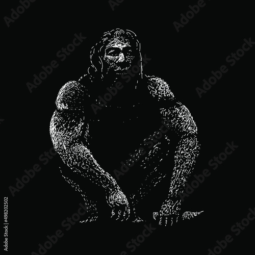 Neanderthal illustration isolated on black background