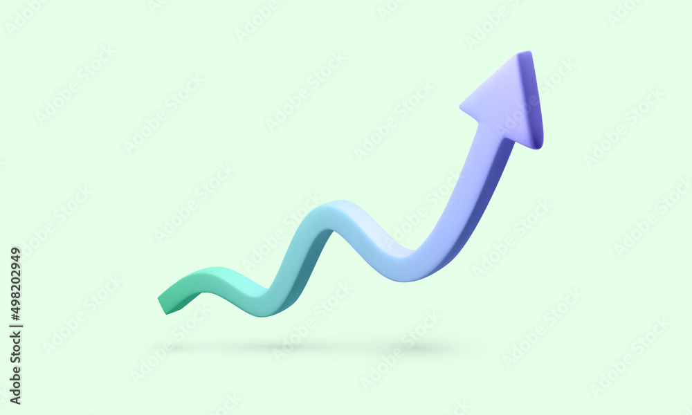 3D realistic arrow up. Arrow show success of business strategy 3D realistic arrow up. Arrow show success of business strategy