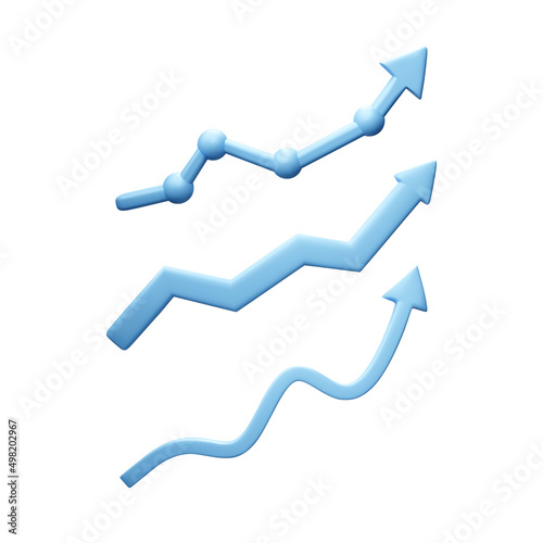 3D set of arrows for charts and infographics in blue color. Arrow move up. Business illustration and success
