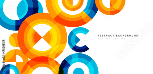 Abstract colorful circle shape vector background. Modern multicolored round geometric shape elements. Minimalist graphic design with space for your text. Vector illustration