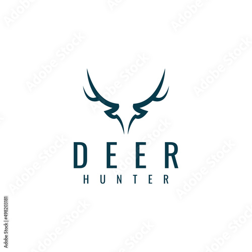 Deer hunter antlers logo template design