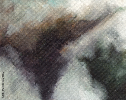 Oil paint texture. A hazy atmosphere abstract art background. Oil painting on canvas. Brushstrokes of paint.
