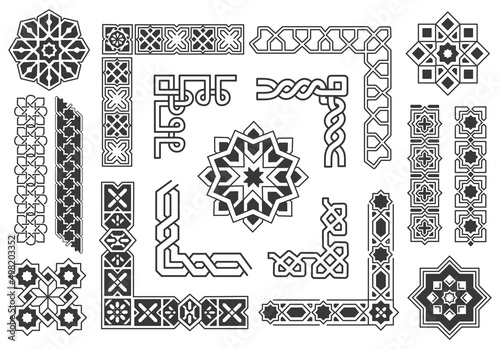 Islamic border and pattern design element vector illustration