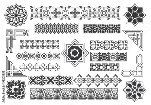 Islamic border and pattern design element vector illustration