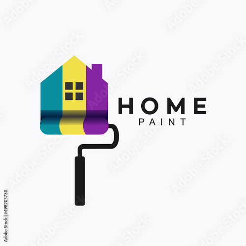 colorful paint house logo design vector, House Paint Logo Design Concept Vector, Home House Painting Service Coloring Logo Design Template Vector