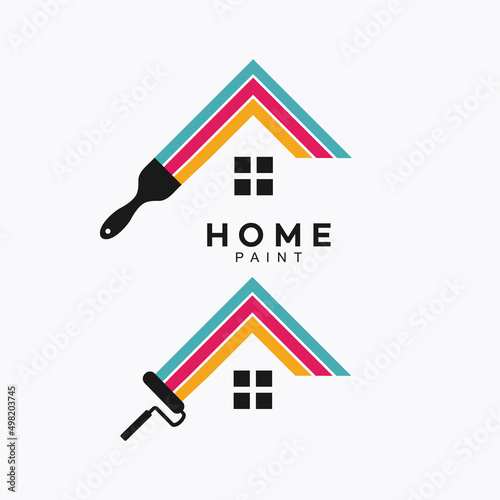 colorful paint house logo design vector, House Paint Logo Design Concept Vector, Home House Painting Service Coloring Logo Design Template Vector