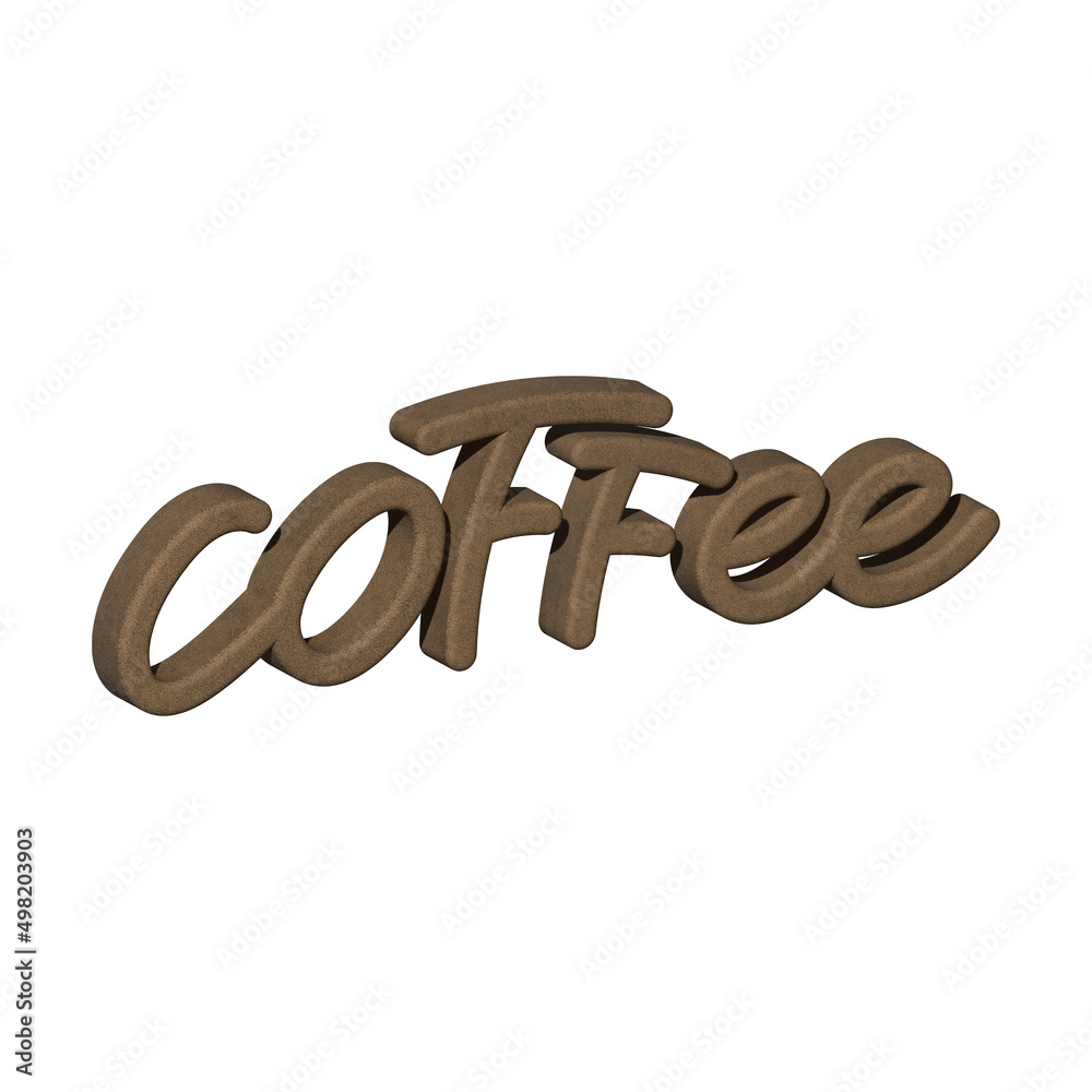 Coffee Calligraphy 3d rendering isolated on white background , 3D Illustration Coffee Calligraphy 3d rendering isolated on white background , 3D Illustration