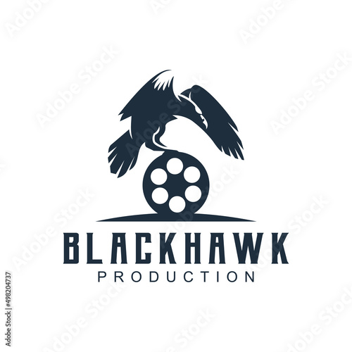 black hawk with Film Equipments. Good logo design for Movie Maker