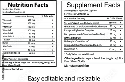 Vitamin and supplement facts 