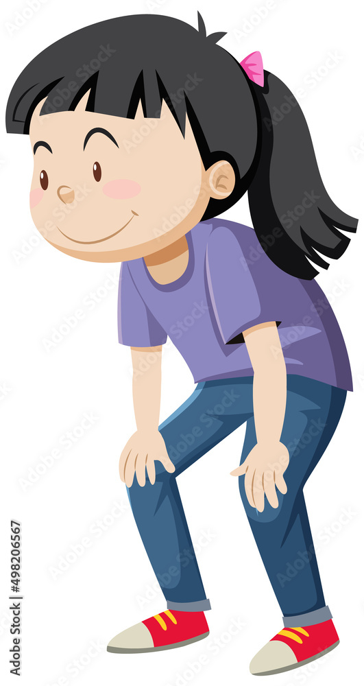 Active girl simple cartoon character