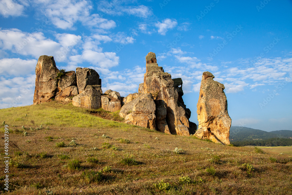 View of the rock formations and ancient rock tombs of the Phrygian valley,Eskisehir province	