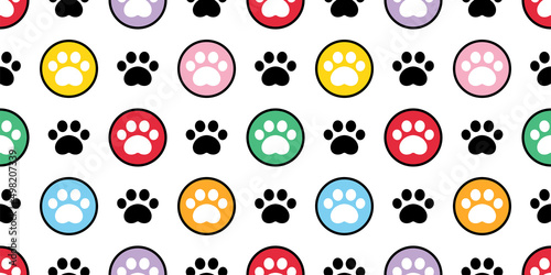 dog paw seamless pattern footprint polka dot cat french bulldog icon vector puppy kitten cartoon scarf isolated doodle repeat wallpaper tile background illustration design
