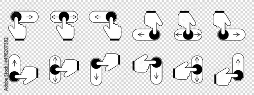 On Off Toggle Switch Slider Button Set - Different Vector Illustrations Isolated On Transparent Background
