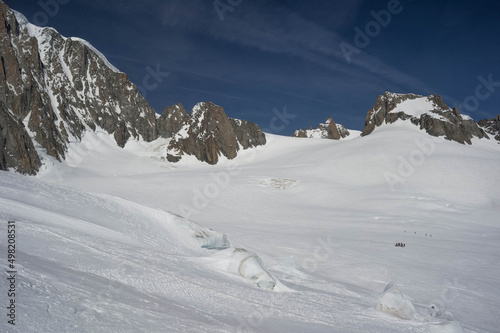 view of mont blanc massif from vallee blanche