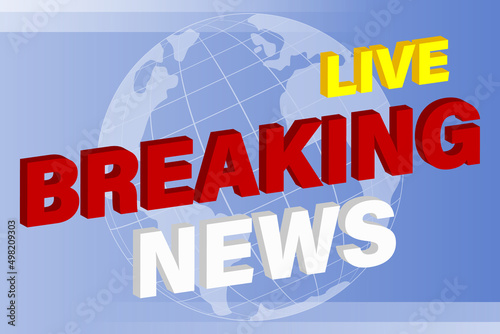 Screen saver on the background of the latest news. An urgent news release on television. The latest news live on the background of planet Earth. Vector illustration.
