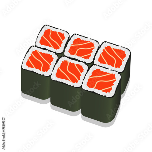A set of sushi rolls isolated on a white background