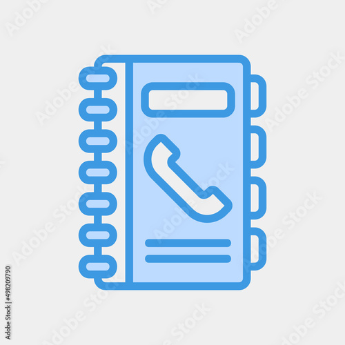 Contact book icon in blue style, use for website mobile app presentation