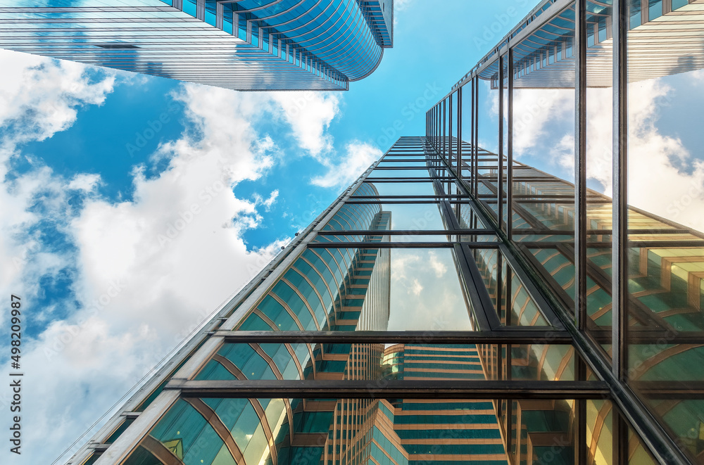 Exterior of high rise office building. Architectural abstract background