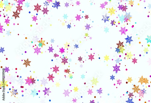 Light Multicolor vector layout with bright snowflakes.