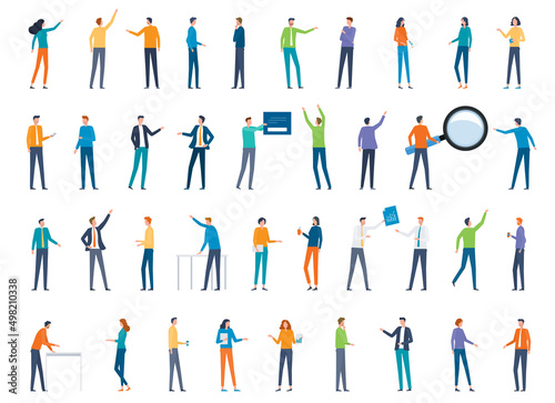 Set business people worker team cartoon character design. Flat vector illustration.