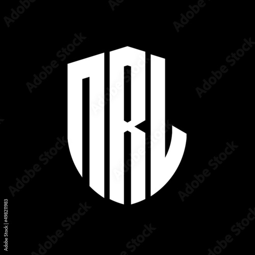 NRL letter logo design. NRL modern letter logo with black background. NRL creative  letter logo. simple and modern letter logo. vector logo modern alphabet font overlap style. Initial letters NRL  photo