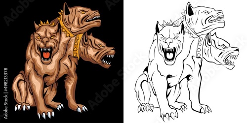 cerberus vector illustration in detailed style