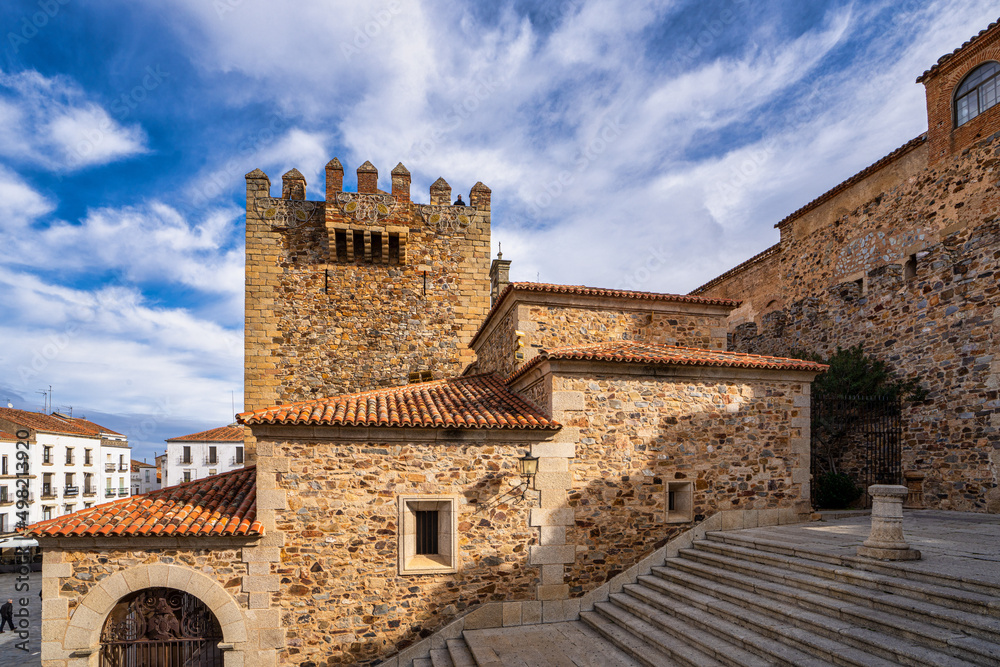 Bujaco Tower, Torre de Bujaco in Caceres Main Square, Extremadura, Spain