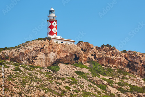 Picturesque lighthouse in Cabrera island. Mediterranean shoreline. Balearic islands. Spain photo