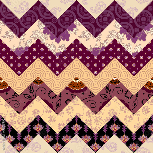 Patchwork textile pattern. Seamless quilting design background.