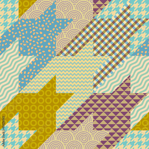 Patchwork textile pattern. Seamless quilting design background.