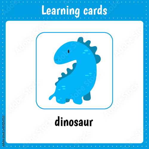 Learning cards for kids. Animals. Dinosaur