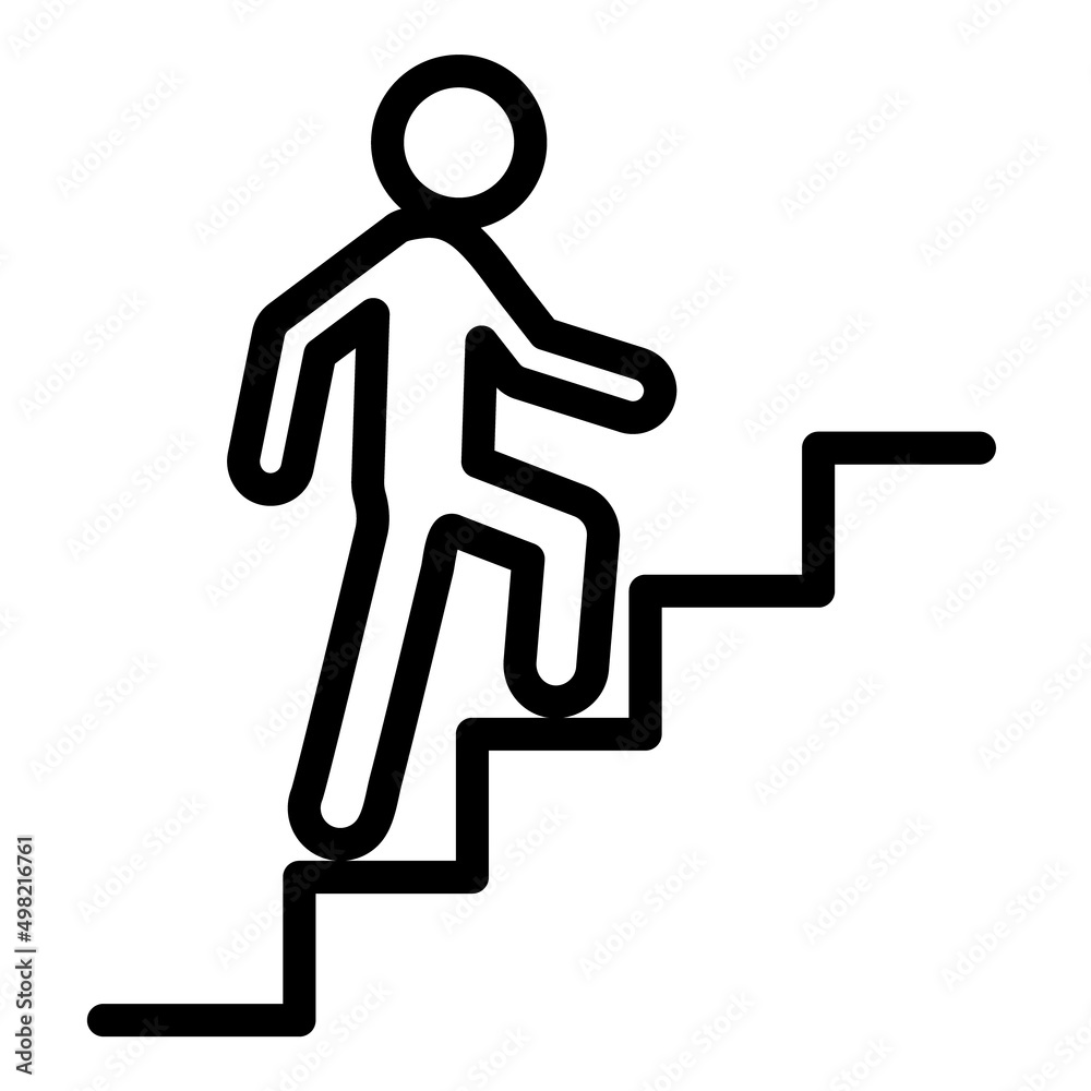 Climb Up Stair Sign Flat Icon Isolated On White Background Climb Up Stair Sign Flat Icon Isolated On White Background