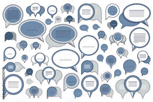 A lot of diversity speech bubbles vector set, different dialog signs geometric flat style, big set.