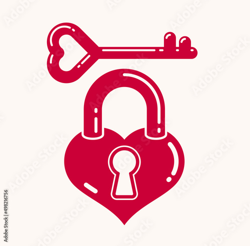 Heart shaped padlock vector...
