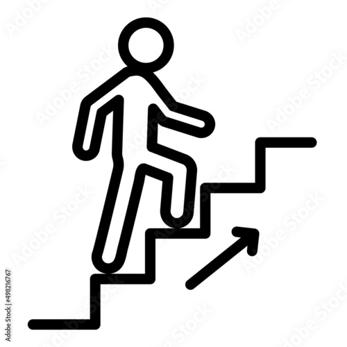 Climb Up  Stair Sign Flat Icon Isolated On White Background