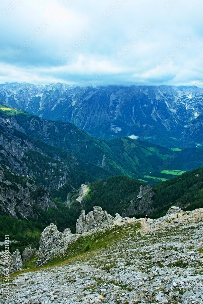 Austrian Alps - view from the footpath of the Schafkögel to the Schrocken mountain near Hinterstoder in Totes Gebirge