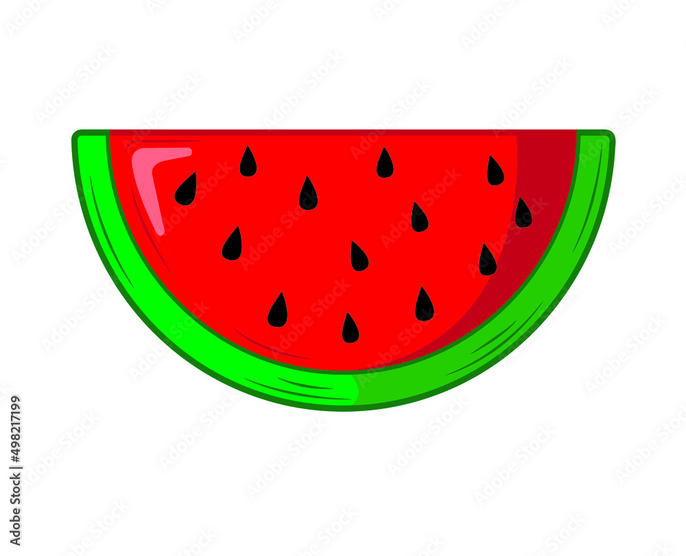 A piece of watermelon in isolate on a white background. Vector illustration A piece of watermelon in isolate on a white background. Vector illustration