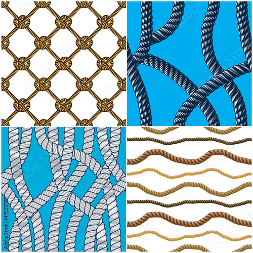 Rope seamless patterns set,...