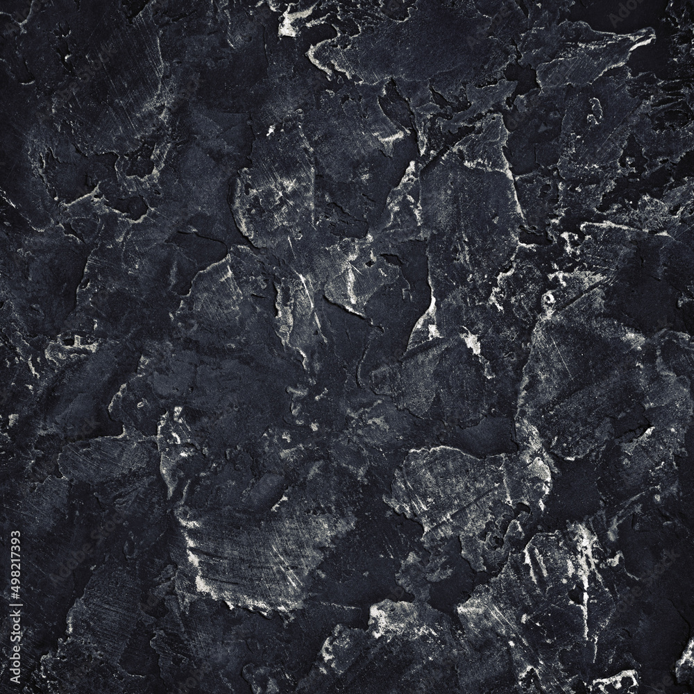 Fototapeta premium Black plaster texture. Black stucco background. Copy space for text. Flat lay.