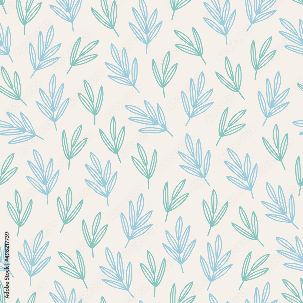 Floral seamless pattern with blue and turquoise leaves. Vector illustration Floral seamless pattern with blue and turquoise leaves. Vector illustration