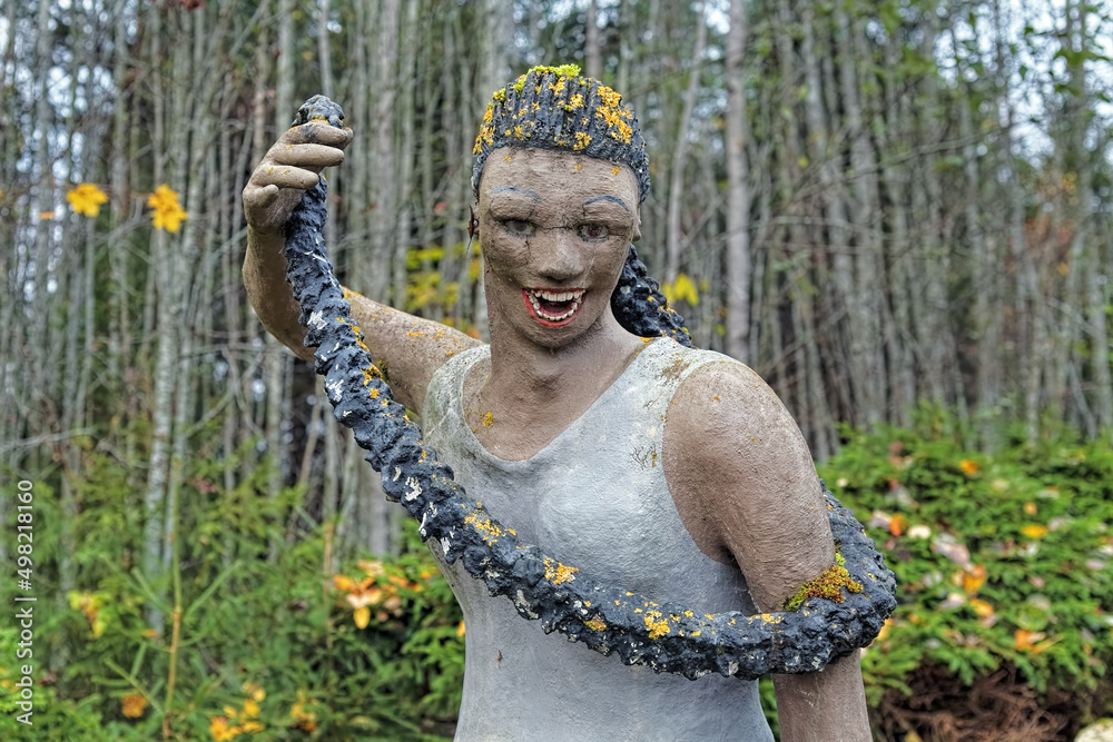Parikkala, Finland. Woman sculpture by artist Veijo Ronkkonen in his sculpture park (Parikkalan