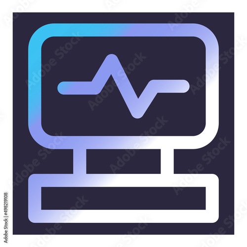 Reanimation Monitor Flat Icon Isolated On White Background