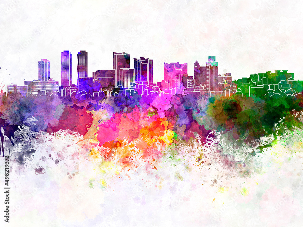 Fototapeta premium Colombo skyline in watercolor background