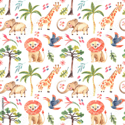 Photography Cute baby jungle seamless pattern for children