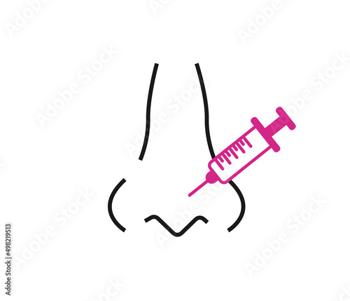 Rhinoplasty concept icon. The nose is reshaped. Breathing improves. Facial aesthetic surgery. Editable stroke.